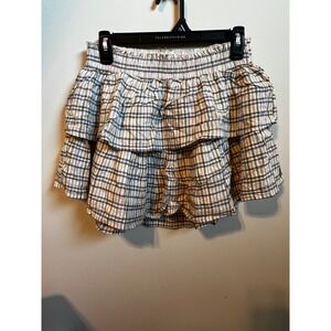 Aerie by American Eagle Women's‎ Smocked Tiered Ruffle Skirt Plaid Size M